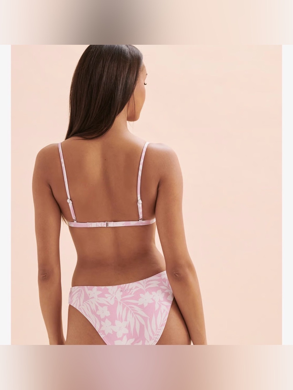Billabong Sweet Waves Pink and White Floral Ribbed Bikini Set - Picture 8 of 12